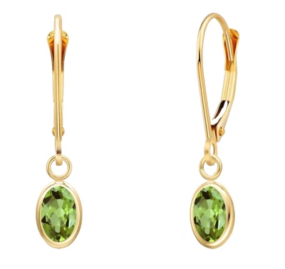 925 Silver Yellow Gold Plated 1.04 Ct Peridot Dangle Drop Earrings For Women's - Image 1 of 4