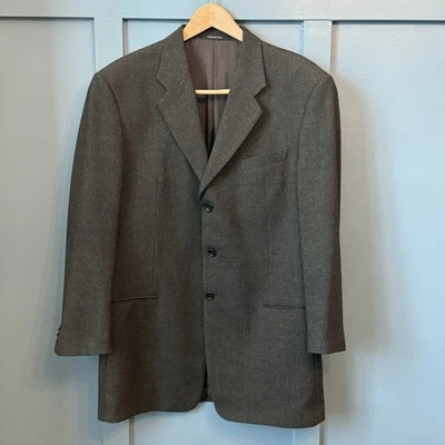 Blazer De Colección Armani Collezioni Hombres 44L Marrón Lana Tejido Tweed Blazer Hecho en Italia Años 90 Foto 1 de 4