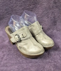 Zoccoli mulo borsi in pelle peltro fibbia Y2k slip on donna taglia 8 anni 2000 - Foto 1 di 9