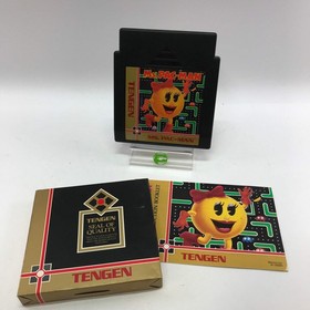 Ms. Pac-Man [Tengen] (Nintendo NES, 1989) w Tengen Dust Cover and Manual