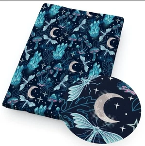 Witch Wicca Moth mushroom Polyester Cotton blend fabric 20"x55" 1130830 - Picture 1 of 2