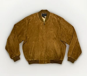 Chaqueta de bombardero de cuero gamuza marrón mediana ropa deportiva Golden Bear vintage para hombre - Imagen 1 de 4