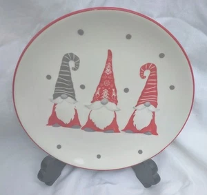 Wichtel Urlaub Yule Nachricht Teller Winter Küche 8 Zoll rot/weiß Keramik - neu! - Bild 1 von 12