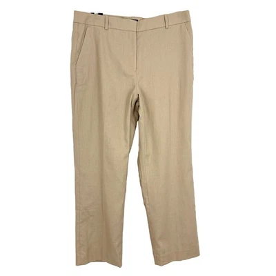 Pantalón J.CREW Kallie 14 Arena Elastizado Mezcla de Lino Pierna Recta Forrado Nuevo con Etiquetas B85 Foto 1 de 4
