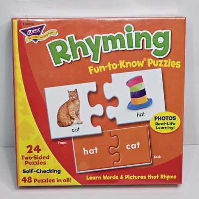 Trend TEP36009 Rhyming Puzzle Set - 48 Piece Fun To Know Real Life Photos USA - Image 1 of 4