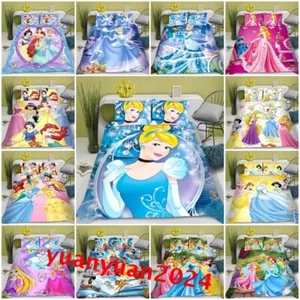 Disney Princess Cinderella Duvet Cover Pillowcase Single Double King Bedding Set - Picture 1 of 32