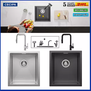 Fregadero de cocina acero inoxidable fregadero empotrado fregadero pequeño juego de desagüe 40 x 44 cm - Imagen 1 de 28