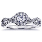 085 Ct Diamond Halo Engagement Ring In 18K White Gold Braided Setting New