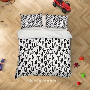 3D Simple Letter Pattern Quilt Cover Set Duvet Cover Bedding Pillowcases - Picture 1 of 6