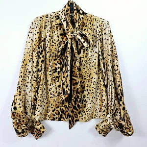 Anthropologie - Let Me Be Animal Tie-Neck Blouse - Brown - Medium - RRP £128 - Picture 1 of 7