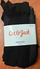 Cat & Jack Girls' 2 Pairs Black Nylon Footed Pantyhose Size 12-14 New