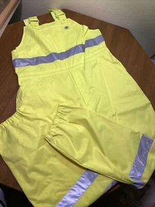 DICKIES BIB OVERALLS WITH SCOTCHLITE REFLECTIVE STRIPES Sz Mens L/XL YELLOW - Picture 1 of 7