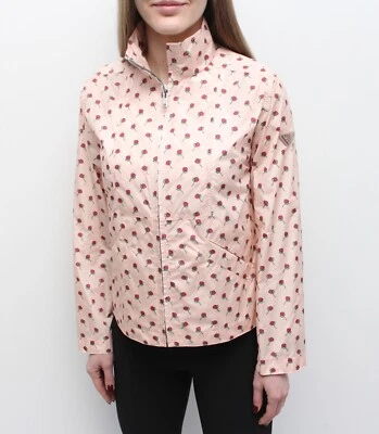 Chaqueta cortavientos ligera para mujer PRADA cremallera completa estampado rosa RARA 40 ~S Foto 1 de 4