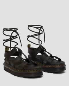 Dr. Martens Nartilla Leather Gladiator Sandals Black 1858 Womens Shoes Size 9 - Picture 1 of 10