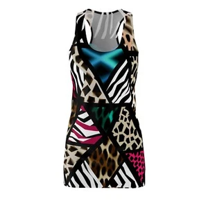 Women's Racerback Dress Geometric Animal Print Pattern Jungle Designer Abstract - Picture 1 of 43