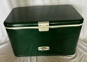 Vintage Green Metal Thermos Cooler 22”  X 13” 43 qt - Picture 1 of 16