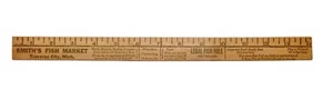 1950s Smith’s Fish Market Traverse City Michigan LEGAL FISH RULE Laws 14” RULER - Picture 1 of 5