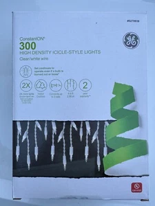 GE ConstantOn 300 High Density Icicle Style Christmas Clear on White wire Lights - Picture 1 of 1