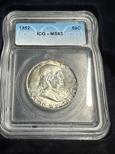 1952 Franklin Half Dollar 50c Uncirculated ICG MS63 - Picture 1 of 2