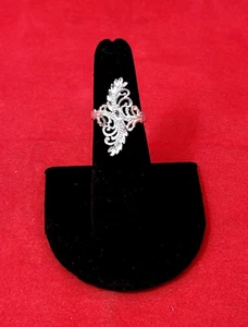 Anillo de diseño de doble hoja corte diamante filigrana plata vintage años 80 5,5 - Imagen 1 de 5