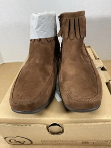 New Comfortview Brown Suede Ankle Booties with Fringe Marion #03196 Sz 8.5 ww - Picture 1 of 8