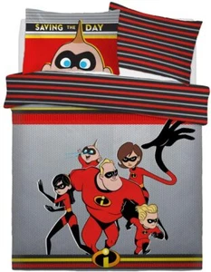Disney Incredibles Saving The Day Rotary Double Bed Duvet Quilt Cover Set Gift - Picture 1 of 2