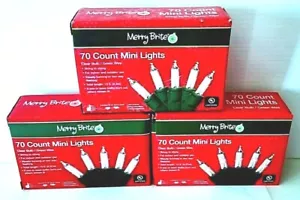 3 Box Lot 70 Count Mini Lights Clear Bulb Merry Bright 15' Feet Indoor Outdoor - Picture 1 of 8