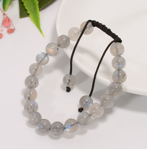 VALENTINO Bracciale Perline Regolabile Pietra Preziosa Labradorite Naturale Fatto a Mano Gioielli Trendy