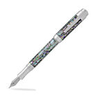 Laban New Abalone With Shiny Chrome Trim   Fountain Pen   Broad Point Lmp F101b