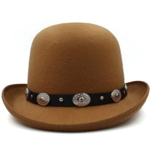 Men Women Classical Bowler Hats Retro Fedora Sunhat Jazz Derby Caps 7 1/8-7 3/8 - Picture 1 of 27