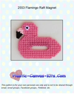 Flamingo Raft Magnet - Plastic Canvas Pattern or Kit - Picture 1 of 1