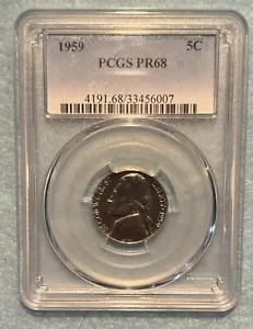 1959-P PCGS PR68 Jefferson Nickel Proof 5C KJ-072 - Picture 1 of 2