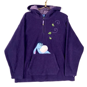 Giacca maglione pile vintage Disney Eeyore taglia 22 viola 1/4 zip con cappuccio - Foto 1 di 3