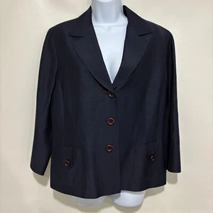Traje Chaqueta Blazer Lafayette 148 NY 16 Azul Marino Lino Mezcla Lana Mangas 3/4 - Imagen 1 de 5