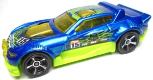 2017 HOT WHEELS RALLY CAT #15 BLUE 1:64 DIECAST 2 7/8" RACE CAR W GREEN & YELLOW - Picture 1 of 6