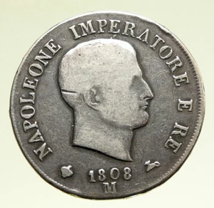 1808 M ITALY Italian KINGDOM of NAPOLEON BONAPARTE Old Silver 5 Lire Coin i95174 - Picture 1 of 3