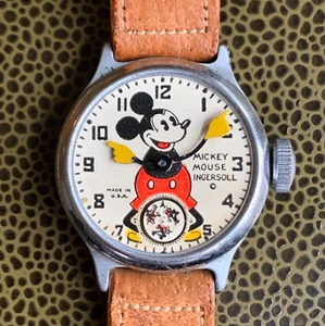Reloj Pulsera Ingersoll Mickey Mouse Años 30 Cuerda Manual para Reparación - Imagen 1 de 8