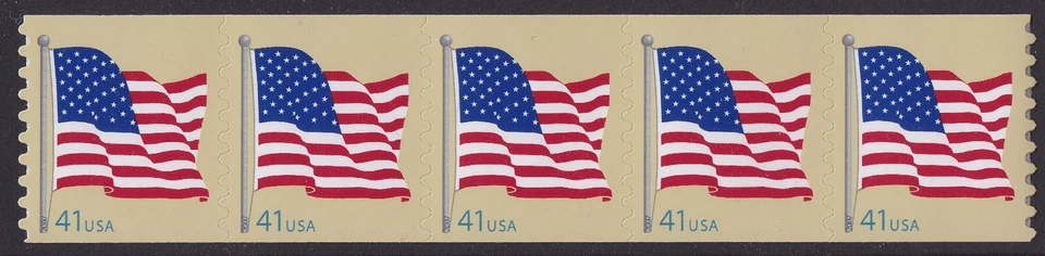 US 4188 Flag 41c coil strip 5 AVR MNH 2007 - Image 1 of 1