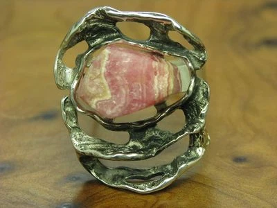 835 Anello IN Argento Con Quarzo Rosa Ricoperto / Vero Argento / Rg 56/9,8g - Immagine 1 di 3