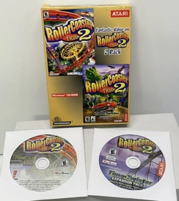 Roller Coaster Tycoon 2 + Wacky Worlds Bundle Theme Park Video Game (PC, 2002) - Image 1 of 4