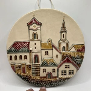 Szentendre Art Pottery Glazed Ceramic Wall Hanging Relief Art 7.5” - Picture 1 of 5