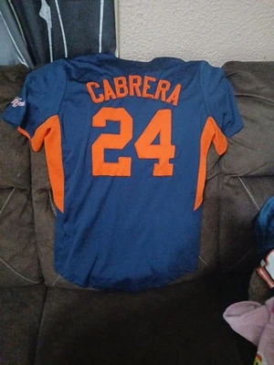 MIGUEL CABRERA #24 DETROIT TIGERS BLUE BASEBALL JERSEY Size M - Image 1 of 4