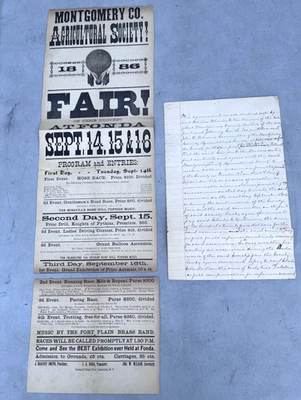 1886 Montgomery Fair Poster Broadside Signed Contract Hot Air Balloon Ascension - Image 1 of 4