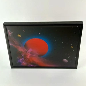 Dave Archer Original Rückglas Gemälde Roter Mond Studie Weltraum Kunst - Bild 1 von 19