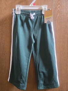 NWT Size 24M Carter's green mesh sport pants white stripes  - Picture 1 of 2