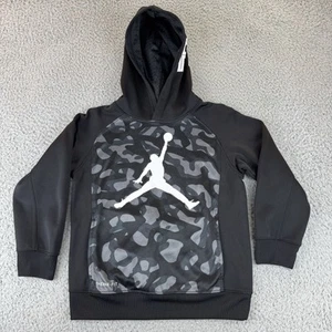 Nike Fly Therma Fit Black Cement Pullover Jordan Hoodie Boys Size Med 5-6 Years - Picture 1 of 12