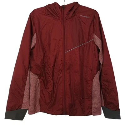 Brooks Women Run Happy Jacket M 42X27" Athleisure Jogging Maroon Lightweight  - Image 1 of 4