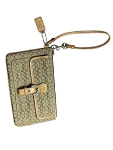 Genuine Coach Brown Signature Monogram Wristlet Small - Picture 1 of 4