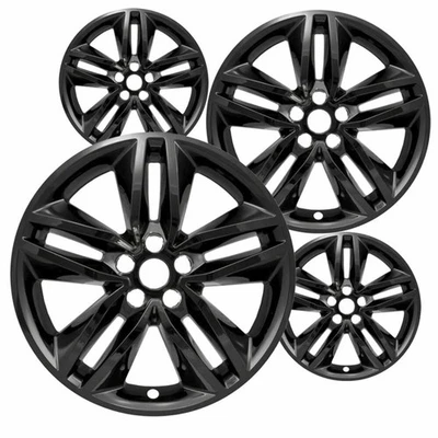 4 New Polished Black 18 inch Impostor Wheel Skins for 15-18 Ford Edge Rim Covers Foto 1 de 4