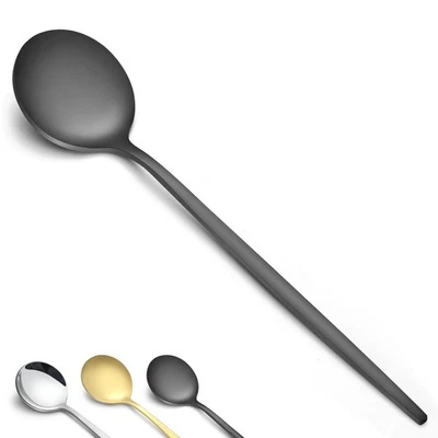 36-Pcs Matte Black Dinner Spoons, 8.3 inch Round Head Spoons, Stainless Steel... - Image 1 of 4
